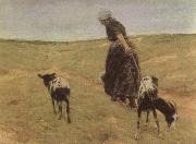 Max Liebermann Woman with Goats painting